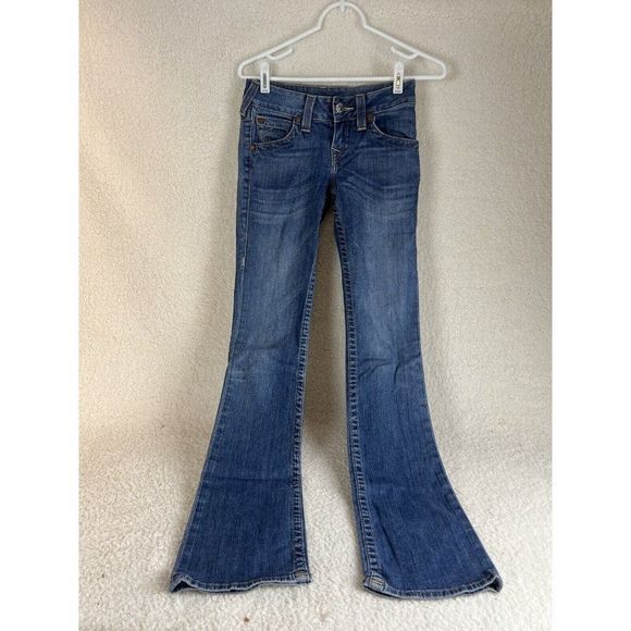True Religion Hi-Rise Boot Cut Dark Wash Womens Jeans Size 26 Flap Pockets - Picture 2 of 13
